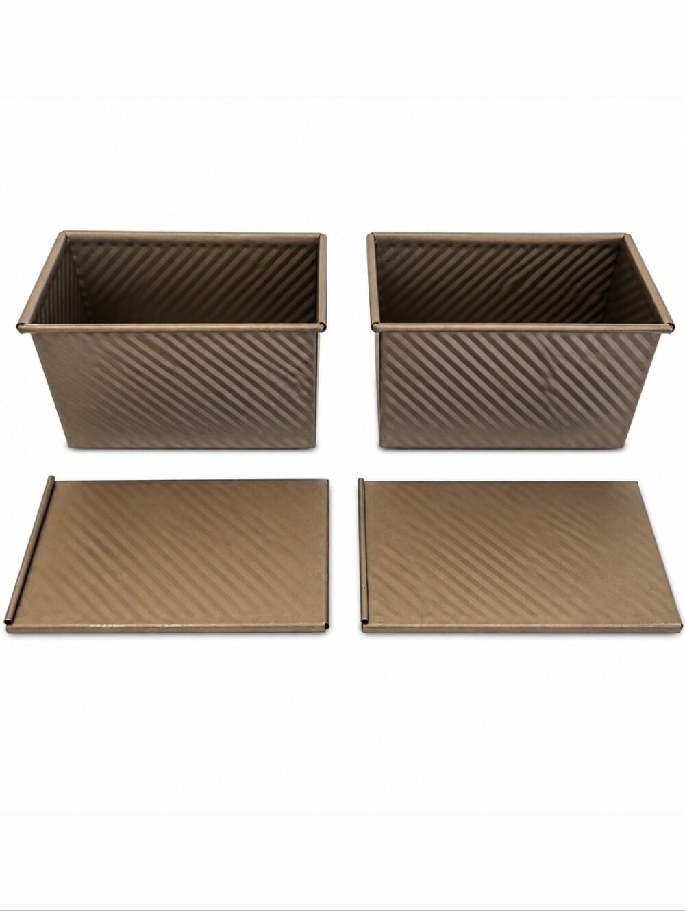 2pc Rose Gold Pullman Loaf Pan Set w/ Lids Nonstick Bread Pans